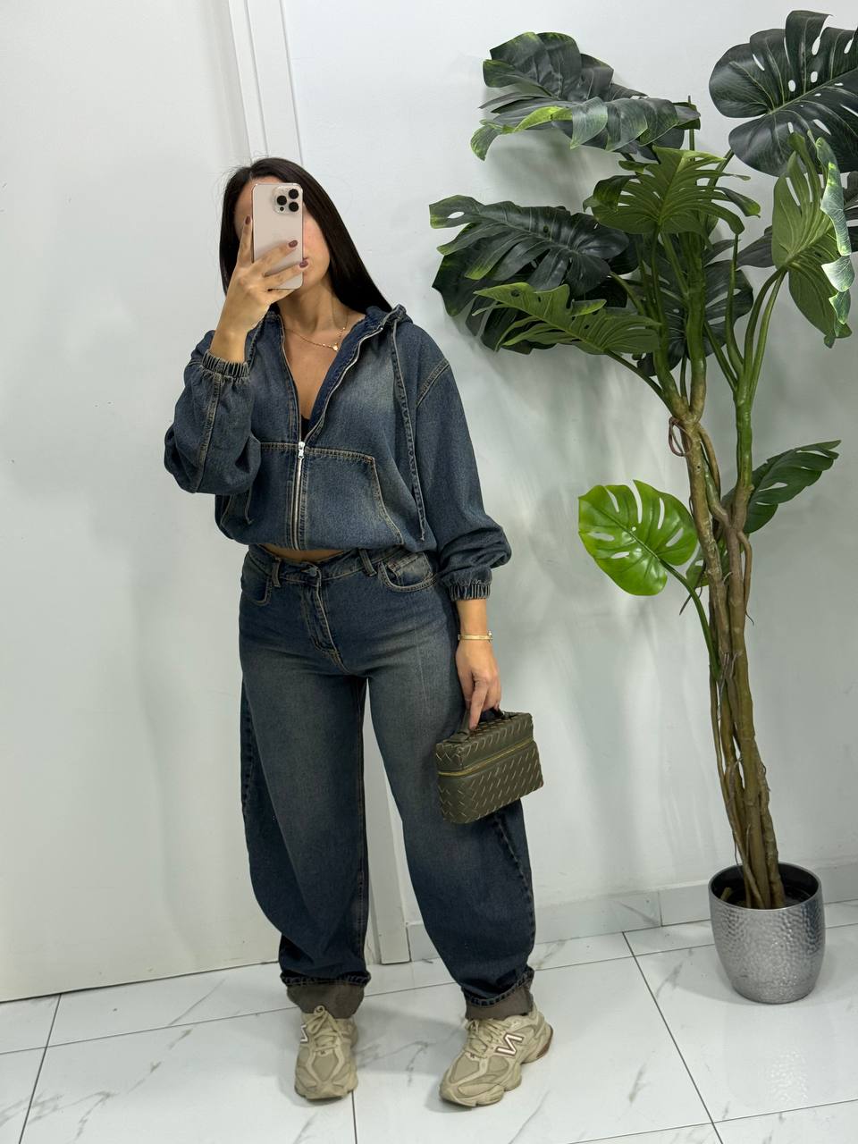 GIUBINETTO IN DENIM SABBIA