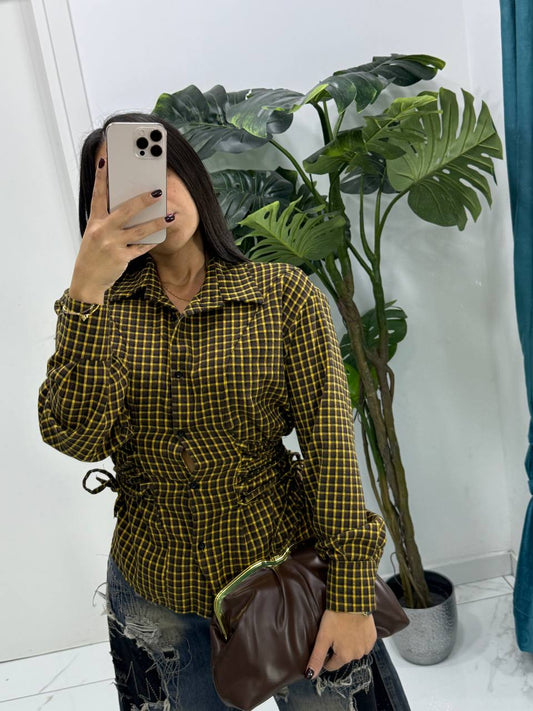 CAMICIA QUADRI CON STRINGHE