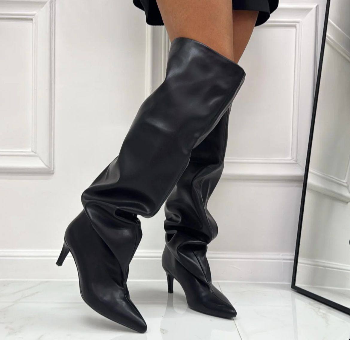 stivale in pelle nero