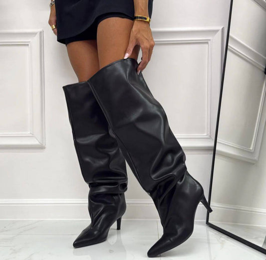 stivale in pelle nero