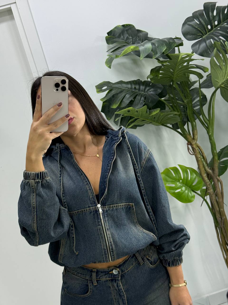 GIUBINETTO IN DENIM SABBIA