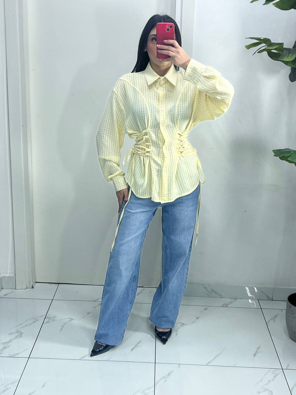 CAMICIA QUADRI CON STRINGHE