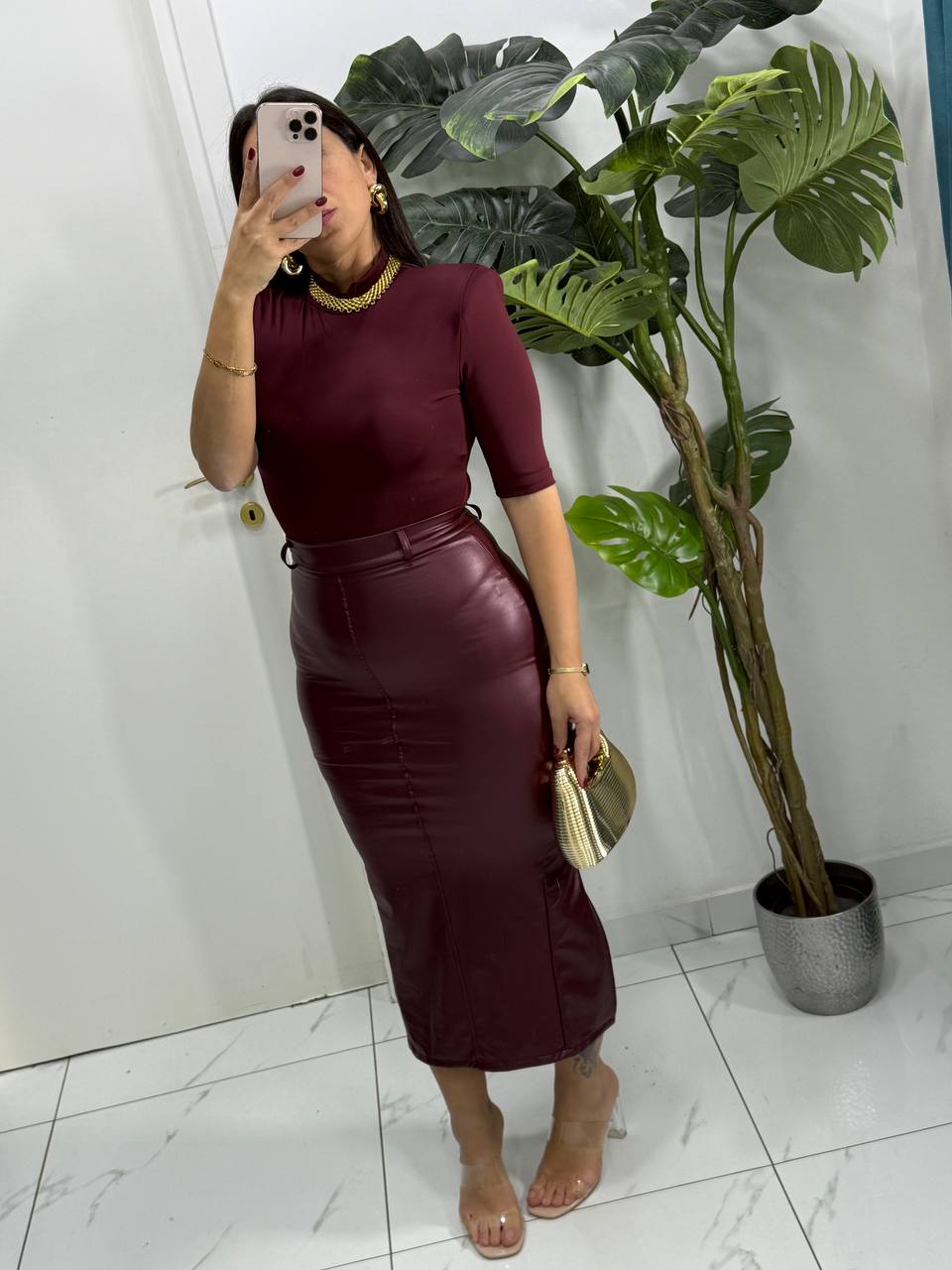 GONNA LUNGA IN PELLE